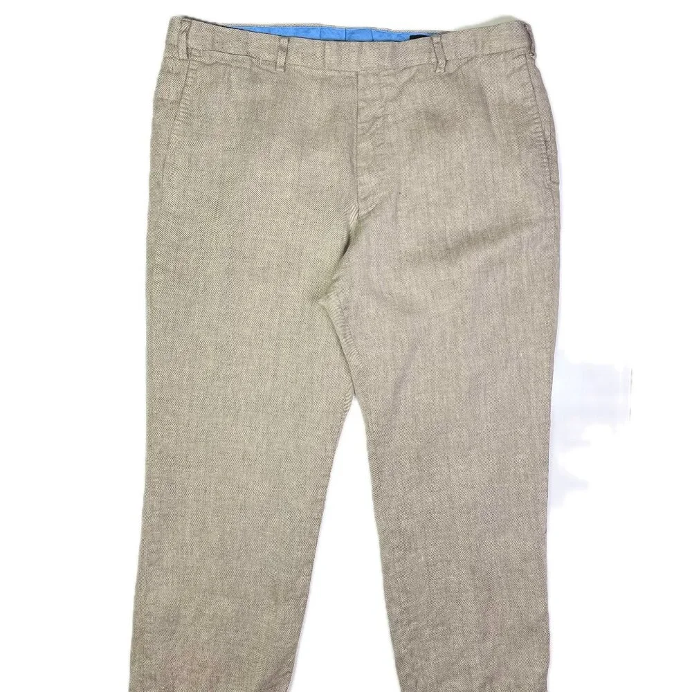 Banana Republic 38 Modern Slim Pants Flat Front Beige Linen Twill *28.5